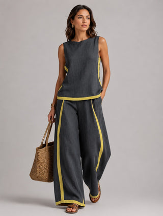 Casual Two Piece Set Sleeveless Tank Top Wide Leg Pants Lightweight Comfortable Fit Matching Set