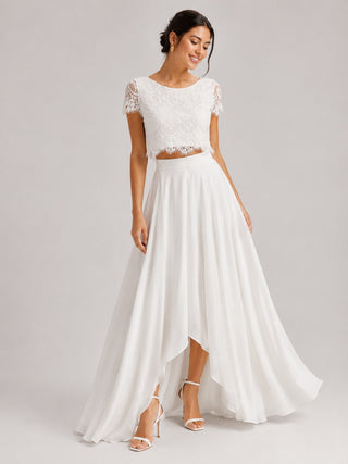 Elegant Lace Maxi Dress Set with Short Sleeves and A-Line Skirt for Women's Summer Occasions