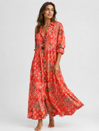 Floral Midi Shirt Dress Button Front Short Sleeve Casual Everyday Wear Lightweight Fabric