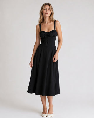 Floral Summer Dress Midi Length Fitted Bodice Sweetheart Neckline with Side Slit for Wedding Guests