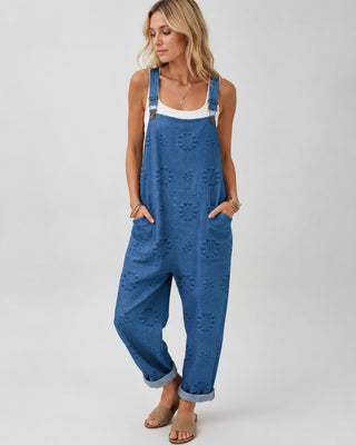 Casual Women's Jumpsuit Adjustable Straps Relaxed Fit Soft Fabric with Functional Pockets