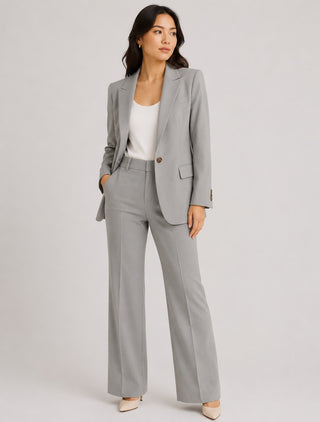 Women's Suit Set Contemporary Wide Leg Blazer with Single-Breasted Jacket and Relaxed Trousers
