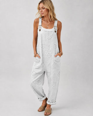 Casual Women's Jumpsuit Adjustable Straps Relaxed Fit Soft Fabric with Functional Pockets