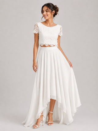 Elegant Lace Maxi Dress Set with Short Sleeves and A-Line Skirt for Women's Summer Occasions