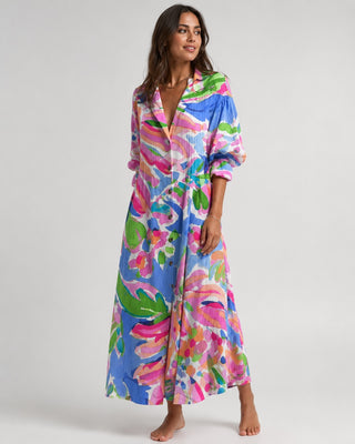 Floral Midi Shirt Dress Button Front Short Sleeve Casual Everyday Wear Lightweight Fabric