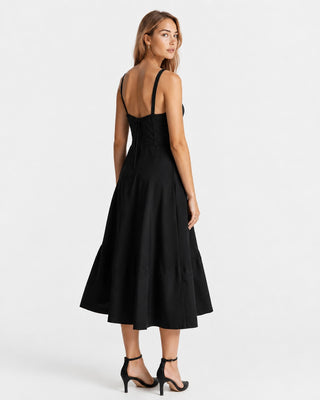 Floral Summer Dress Midi Length Fitted Bodice Sweetheart Neckline with Side Slit for Wedding Guests