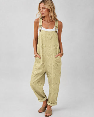 Casual Women's Jumpsuit Adjustable Straps Relaxed Fit Soft Fabric with Functional Pockets