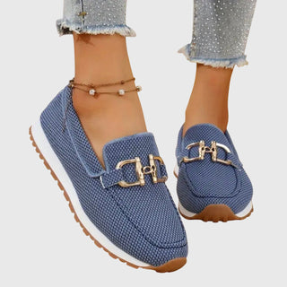 Casual Woven Loafers for Women Slip-On Design Lightweight Fabric with Metal Accent 0