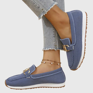Casual Woven Loafers for Women Slip-On Design Lightweight Fabric with Metal Accent 4
