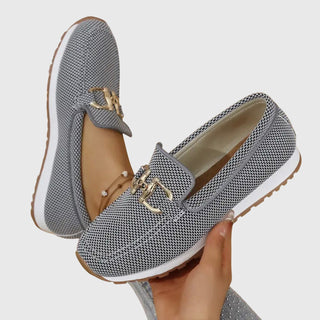 Casual Woven Loafers for Women Slip-On Design Lightweight Fabric with Metal Accent 5