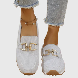 Casual Woven Loafers for Women Slip-On Design Lightweight Fabric with Metal Accent 6