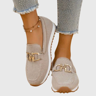 Casual Woven Loafers for Women Slip-On Design Lightweight Fabric with Metal Accent 7