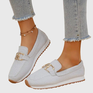 Casual Woven Loafers for Women Slip-On Design Lightweight Fabric with Metal Accent 8