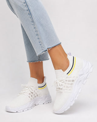 Modern Lace-Up Sneakers for Women Lightweight Mesh Upper Chunky Sole Breathable Casual Footwear