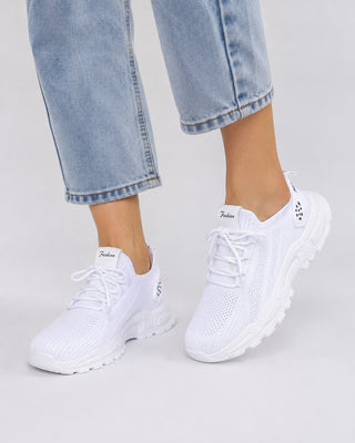Modern Lace-Up Sneakers for Women Lightweight Mesh Upper Chunky Sole Breathable Casual Footwear