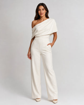 Modern One-Shoulder Jumpsuit Wide Leg Design High Waist Elegant Formal Wear