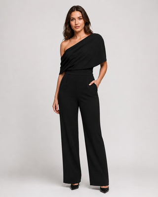 Modern One-Shoulder Jumpsuit Wide Leg Design High Waist Elegant Formal Wear