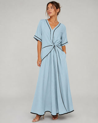 Plus Size Women's Summer Maxi Dress with Twist Front Design in Lightweight Breathable Fabric
