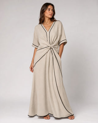 Plus Size Women's Summer Maxi Dress with Twist Front Design in Lightweight Breathable Fabric