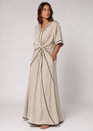 Plus Size Women's Summer Maxi Dress with Twist Front Design in Lightweight Breathable Fabric