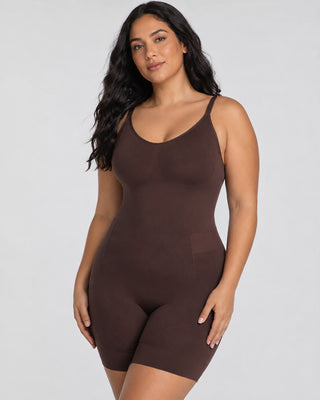 Lightweight Seamless Shapewear Bodysuit with Adjustable Back Panel and Breathable Fabric