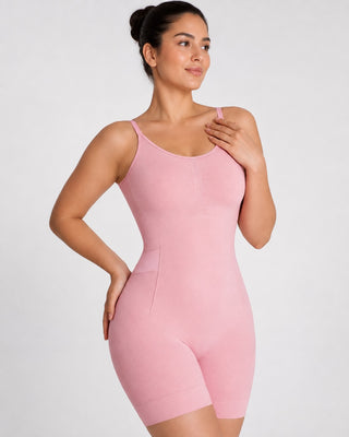 Lightweight Seamless Shapewear Bodysuit with Adjustable Back Panel and Breathable Fabric
