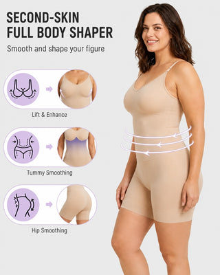 Lightweight Seamless Shapewear Bodysuit with Adjustable Back Panel and Breathable Fabric