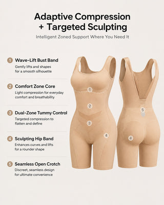 Compression Shapewear Bodysuit with Drop-Seat Design for Tummy Control and All-Day Comfort