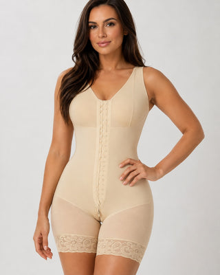 Compression Shapewear Bodysuit with Adjustable Straps for Tummy Control and Easy Access