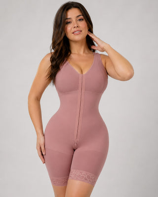 Compression Shapewear Bodysuit with Adjustable Straps for Tummy Control and Easy Access