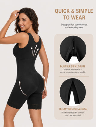 Compression Shapewear Bodysuit with Adjustable Straps for Tummy Control and Easy Access