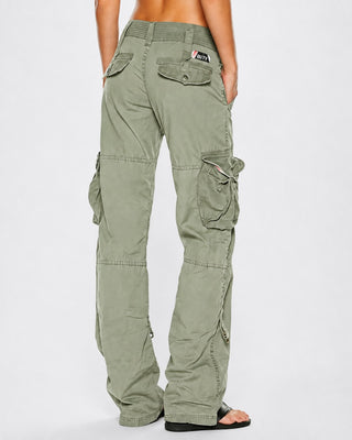 Black Cargo Pants for Women Straight Leg Mid-Rise with Multiple Cargo Pockets Durable Fabric