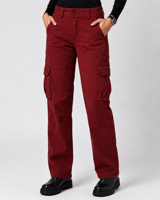 Black Cargo Pants for Women Straight Leg Mid-Rise with Multiple Cargo Pockets Durable Fabric