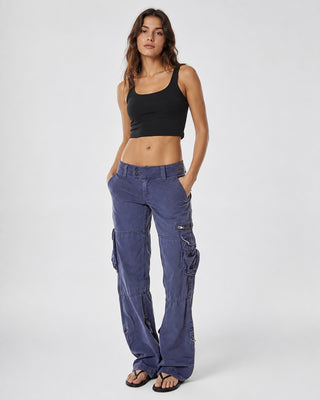 Black Cargo Pants for Women Straight Leg Mid-Rise with Multiple Cargo Pockets Durable Fabric
