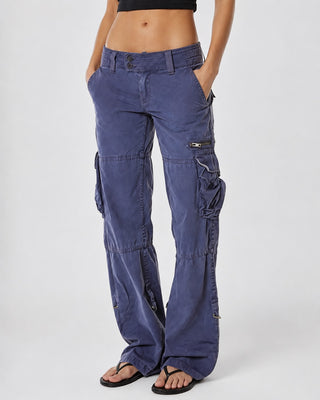 Black Cargo Pants for Women Straight Leg Mid-Rise with Multiple Cargo Pockets Durable Fabric