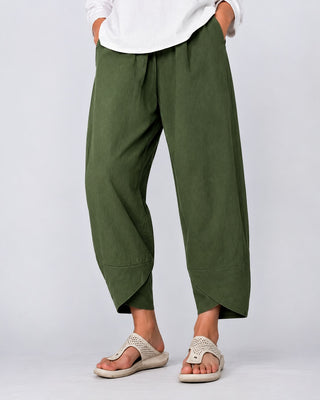 Modern Wide Leg Cropped Trousers for Women with Drawstring Waist and Relaxed Fit in High-Quality Fabric