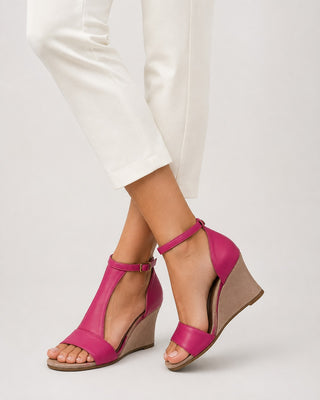 Leather Open Toe Wedge Sandals for Women with Ankle Strap Casual Everyday Comfortable Design