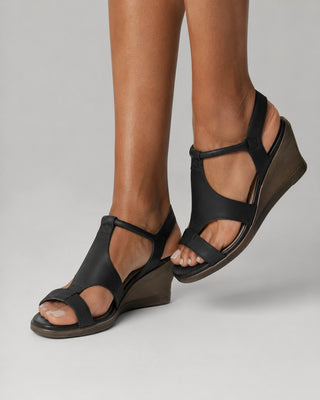 Leather Open Toe Wedge Sandals for Women with Ankle Strap Casual Everyday Comfortable Design