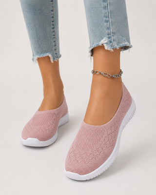Lightweight Casual Knit Sneakers Slip-On Design Breathable Upper Cushioned Sole for Everyday Wear
