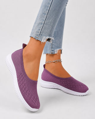 Lightweight Casual Knit Sneakers Slip-On Design Breathable Upper Cushioned Sole for Everyday Wear