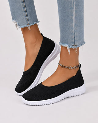 Lightweight Casual Knit Sneakers Slip-On Design Breathable Upper Cushioned Sole for Everyday Wear