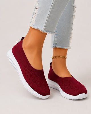 Lightweight Casual Knit Sneakers Slip-On Design Breathable Upper Cushioned Sole for Everyday Wear