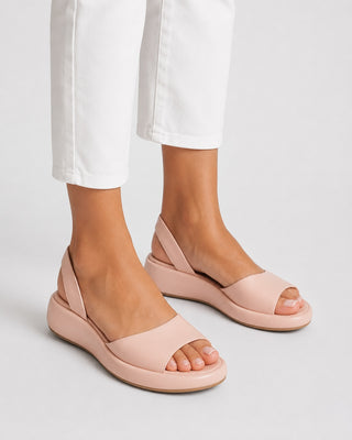 Modern Platform Sandals Women Open Toe Slingback Chunky Sole Smooth Leather Summer Footwear