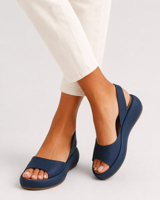 Modern Platform Sandals Women Open Toe Slingback Chunky Sole Smooth Leather Summer Footwear