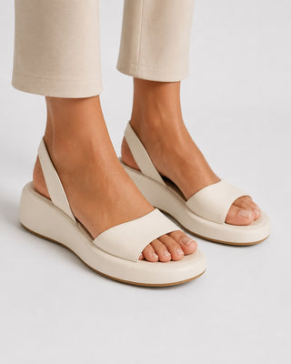 Modern Platform Sandals Women Open Toe Slingback Chunky Sole Smooth Leather Summer Footwear