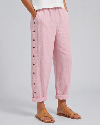 Modern Women's Trousers Cropped Straight-Leg Lightweight Fabric with Button Detail and Cuffed Hem