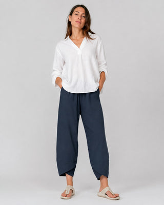 White Linen Wide Leg Trousers for Women Cropped Comfortable Fit Casual Style