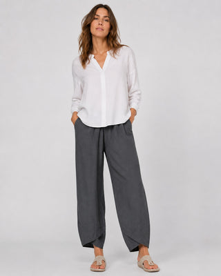 White Linen Wide Leg Trousers for Women Cropped Comfortable Fit Casual Style