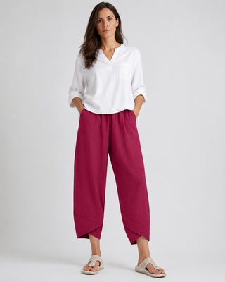White Linen Wide Leg Trousers for Women Cropped Comfortable Fit Casual Style
