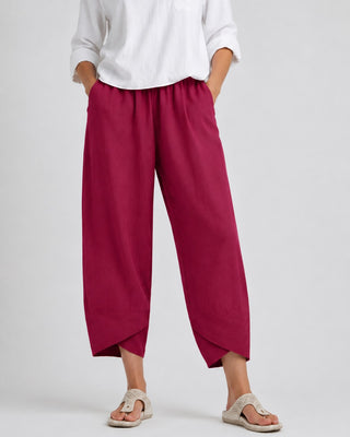 White Linen Wide Leg Trousers for Women Cropped Comfortable Fit Casual Style